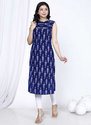 Aiwa Sleeveless Heavy Slub Rayon Printed Kurti -TA1105