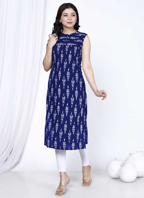 Aiwa Sleeveless Heavy Slub Rayon Printed Kurti -TA1105