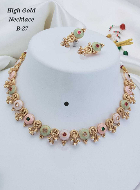 Antique High Gold Choker Necklace Set for Women & Girls-TA1110