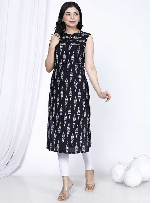 Aiwa Sleeveless Heavy Slub Rayon Printed Kurti -TA1105