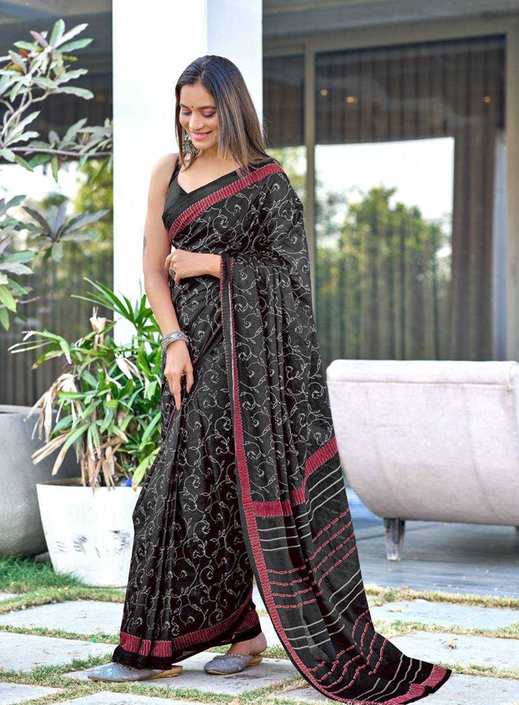Aiwa Soft Pure Cotton Ajrakh Block Print Saree-TA1027