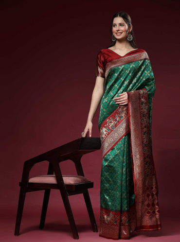 Aiwa Pure Kanchipuram Jacquard Silk Saree Collection Green-TA1072