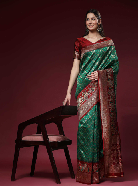 Aiwa Pure Kanchipuram Jacquard Silk Saree Collection Green-TA1072