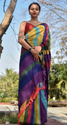 Aiwa Pure Multicolor Khadi Cotton Saree with Tassel Pallu-TA1030