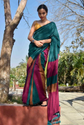 Aiwa Pure Multicolor Khadi Cotton Saree with Tassel Pallu-TA1030