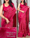 Aiwa Soft Cotton Kalamkari Print Saree with Sequin &amp; Zari Border-TA1025