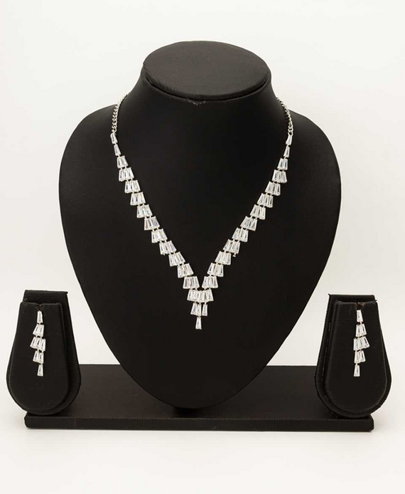 Aiwa Brass TA1006 Womens Jewellery  AD Diamond Necklace Necklaces Set Artificial Necklaces