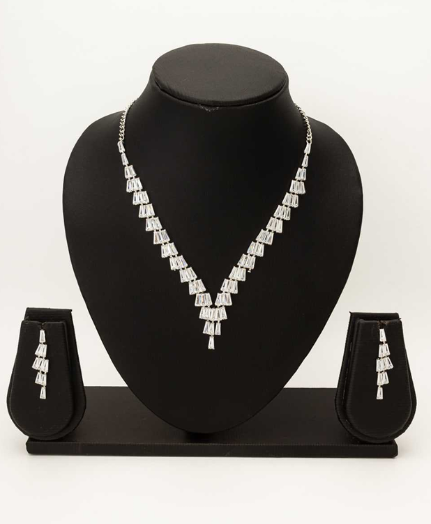 Aiwa Brass TA1006 Womens Jewellery  AD Diamond Necklace Necklaces Set Artificial Necklaces