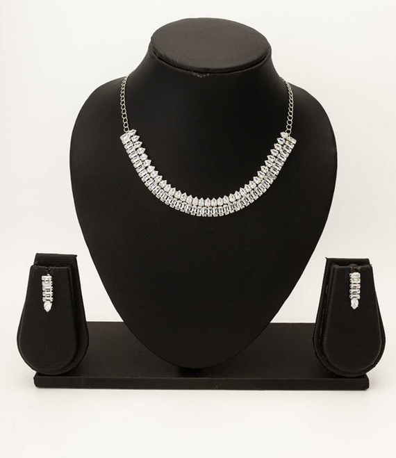 Aiwa Brass TA1005 Womens Jewellery  AD Diamond Necklace