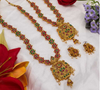 Aiwa Brass  Womens Jewellery Long Sets Golden Necklace Set Temple Jewelry-TA1010