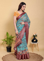 Aiwa Radiate elegance in this striking saree, crafted from a breathable Jacquard Patta Linen Cotton blend-TA1015