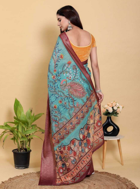 Aiwa Radiate elegance in this striking saree, crafted from a breathable Jacquard Patta Linen Cotton blend-TA1015