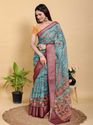 Aiwa Radiate elegance in this striking saree, crafted from a breathable Jacquard Patta Linen Cotton blend-TA1015