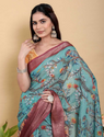 Aiwa Radiate elegance in this striking saree, crafted from a breathable Jacquard Patta Linen Cotton blend-TA1015