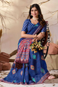 Aiwa Elegant Soft Georgette Saree in Royal Blue with Contemporary Geometric Digital Prints -TA1016