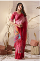 Aiwa Soft Georgette Dual Pink Floral Designer Saree-TA1017