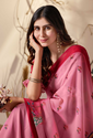 Aiwa Soft Georgette Dual Pink Floral Designer Saree-TA1017