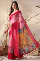 Aiwa Soft Georgette Dual Pink Floral Designer Saree-TA1017