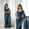 Aiwa Georgette Silk Foil Work Party Wear Navy Blue Saree-TA1040