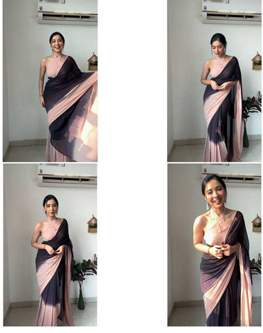 Aiwa Pure Soft Georgette Bandhani Digital Printed Ready-to-Wear Saree-TA1042