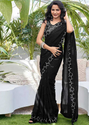 Aiwa Heavy Georgette Embroidered Sequins Saree with Fancy Lace Border-TA1044