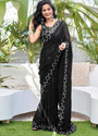 Aiwa Heavy Georgette Embroidered Sequins Saree with Fancy Lace Border-TA1044