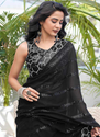 Aiwa Heavy Georgette Embroidered Sequins Saree with Fancy Lace Border-TA1044