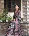 Aiwa Original Japan Silk (Semi Gajji) Ajrakh Print Office Wear Saree-TA1056