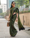Aiwa Original Semi Gajji Silk Ajrakh Print Saree-TA1057