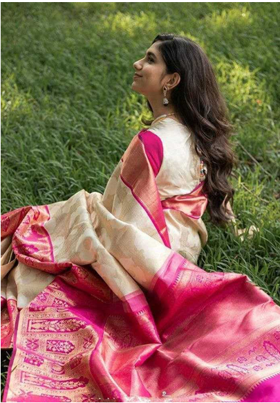 Aiwa Heavy Soft Lichi Silk Designer Saree with Rich Pallu & Jacquard Work-TA1063