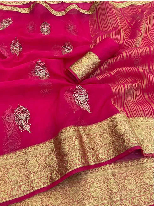 Aiwa Kanchipuram Organza Sequin Saree Collection Red-TA1071