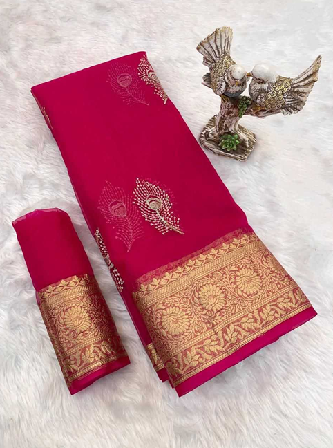 Aiwa Kanchipuram Organza Sequin Saree Collection Red-TA1071
