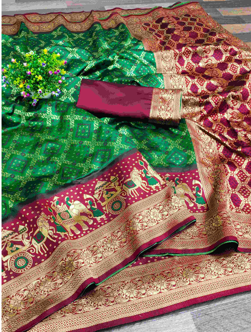 Aiwa Pure Kanchipuram Jacquard Silk Saree Collection Green-TA1072