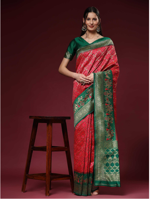 Aiwa Pure Kanchipuram Jacquard Silk Saree Collection Red-TA1073