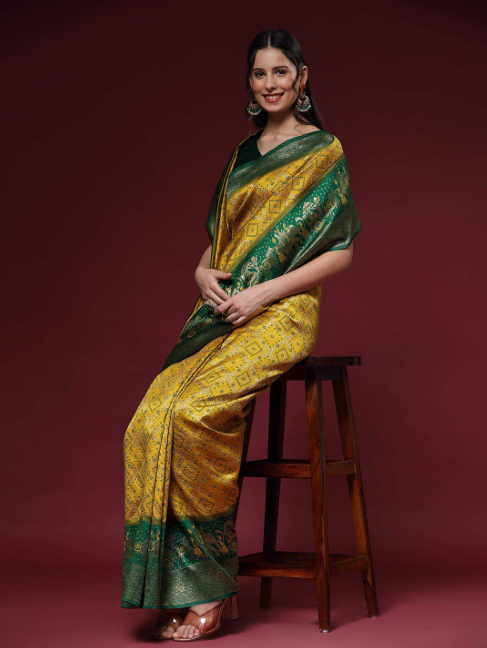 Aiwa Pure Kanchipuram Jacquard Silk Saree Collection Yellow-TA1074