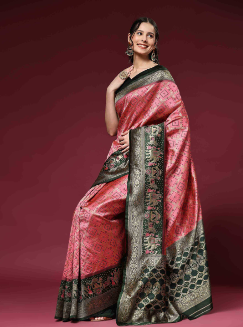 Aiwa Pure Kanchipuram Jacquard Silk Saree Collection Pink-TA1075