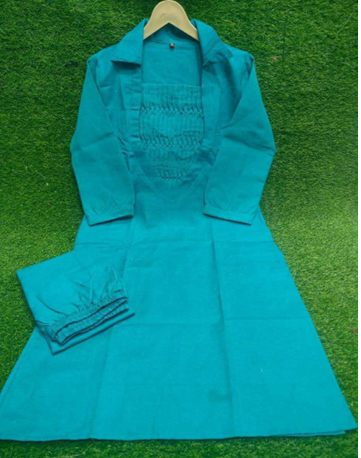 Aiwa Cotton Pintex Kurti Set Collection Blue-TA1077