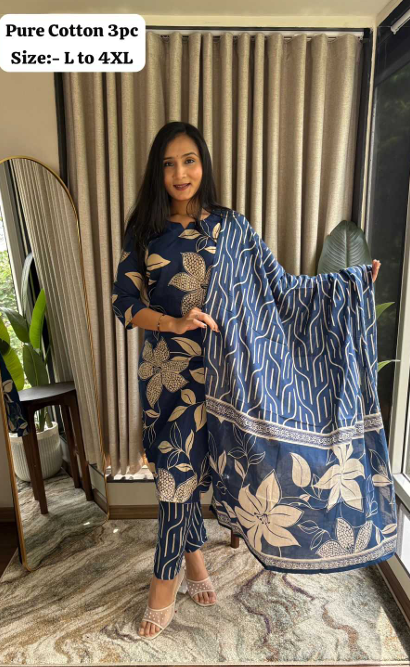 Aiwa Premium Jaipuri Cotton Kurti Set Collection Blue-TA1080