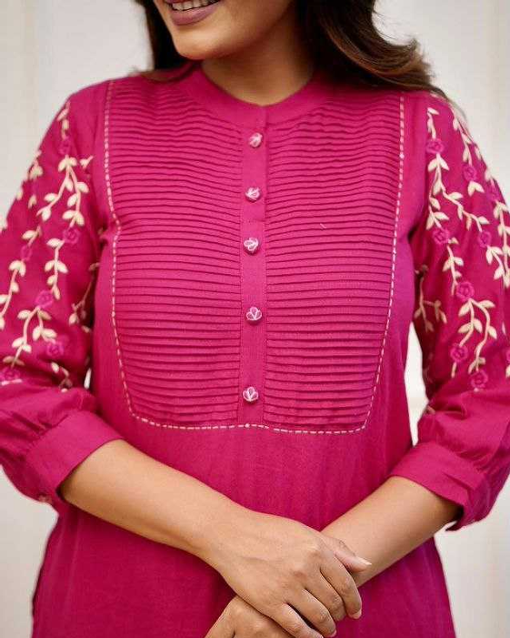 Aiwa Pure Cotton Embroidered Kurti Set Collection Pink-TA1082