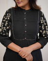 Aiwa Pure Cotton Embroidered Kurti Set Collection Black-TA1083