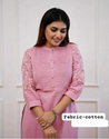 Aiwa Pure Cotton Embroidered Kurti Set Collection Baby Pink-TA1084