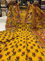 Aiwa Printed Rayon Cotton Kurti Set with Hand Work Yellow-TA1086