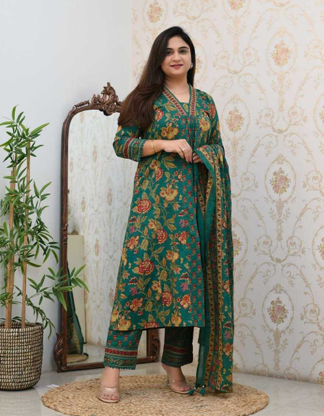 Aiwa Printed Rayon Cotton Kurti Set with Hand Work Yellow-TA1087