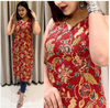 Aiwa Sleeveless Cotton Printed Kurti for Casual & Office Wear Red-TA1091