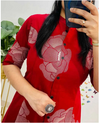 Aiwa Printed Rayon A-Line Kurti Co-Ord Set with Ankle-Length Pant Red-TA10967
