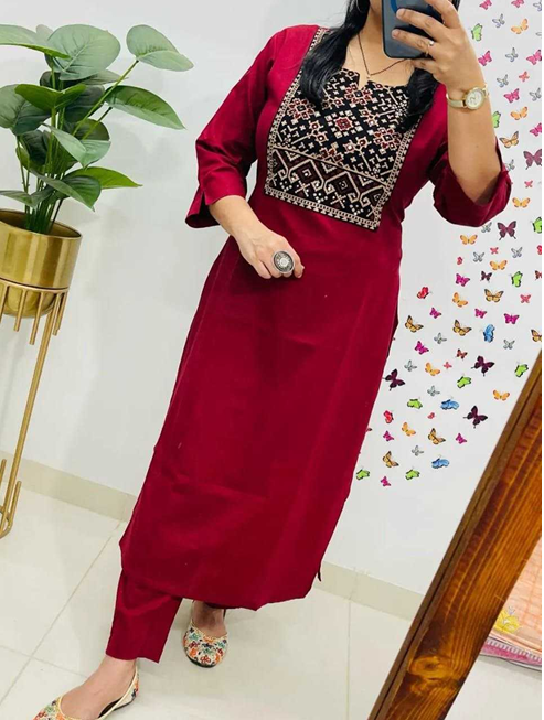 Aiwa Rayon Cotton Kurti Set with Real Mirror Work-TA1104