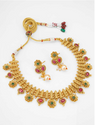 Elegant Golden Necklace Set with Red Stones -TA1117