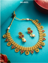 Elegant Golden Necklace Set with Red Stones -TA1117