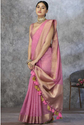 Pure Handloom Khadi Cotton Saree with Rich Pallu & Tassel Detailing Light Pink-TA1119