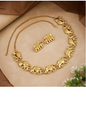 Temple Jewelry Gold-Toned Elephant Design Necklace Set-TA1118